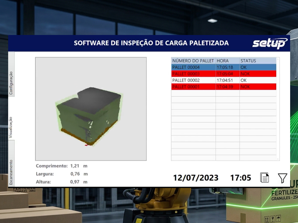 SETUP Granovision: Paletização Inteligente e Inspeção de Granulometria